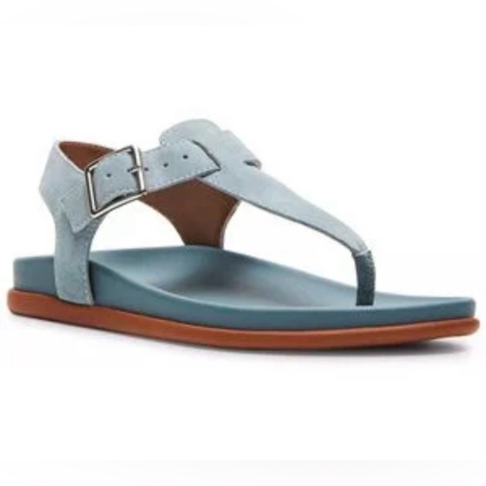 NEW Blondo Womens Size 6 Blue Suede Nelly Thong Sandal with Cushioned Footbed